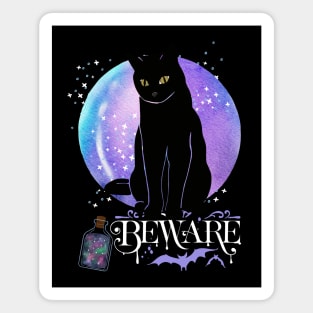 Black cat Magic Witch Tarot cards Beware potion witchy Witchcraft astrology Halloween Magnet